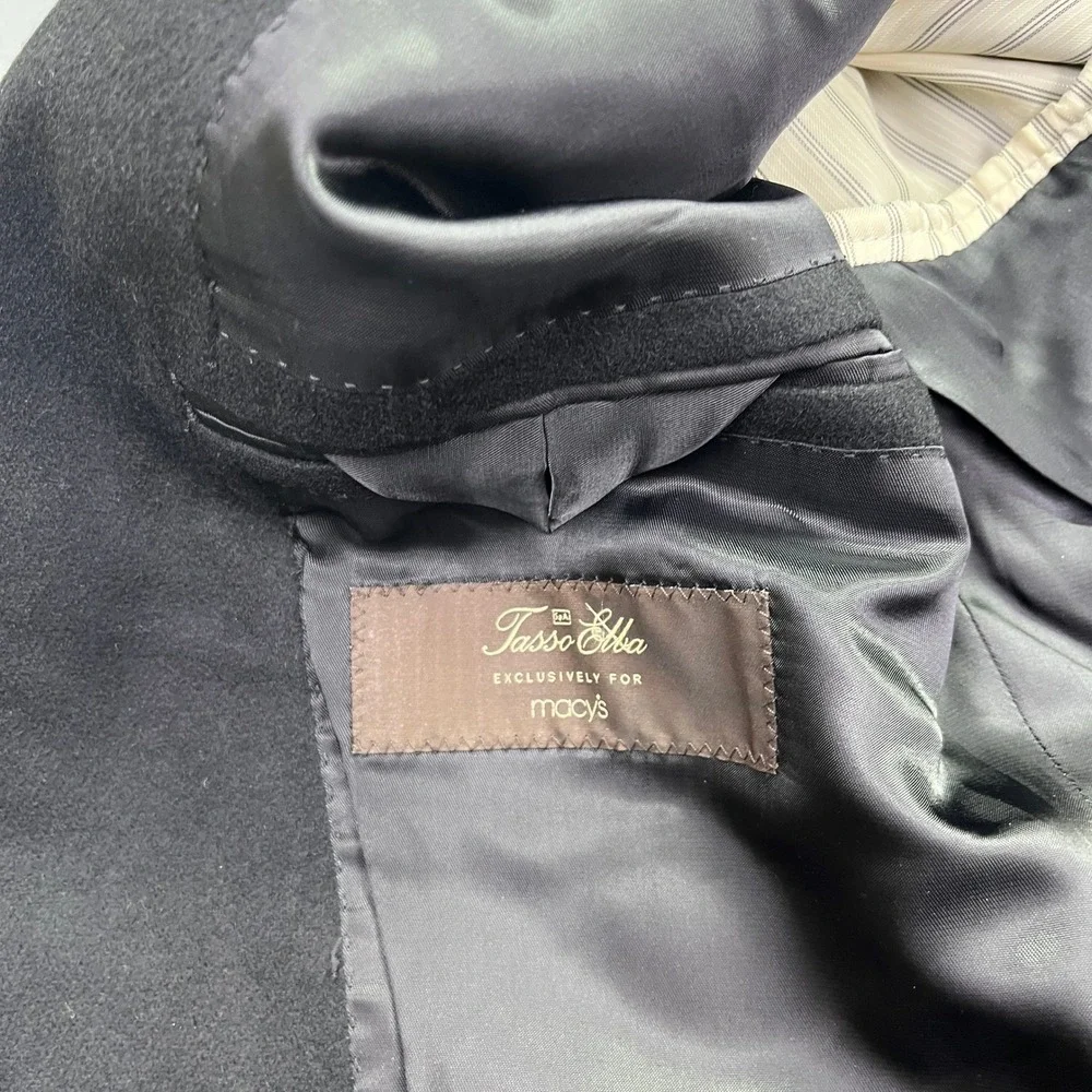 Tasso Elba Cashmere Blazer Sport Coat Jacket Black Soft Size 42R‎ Career